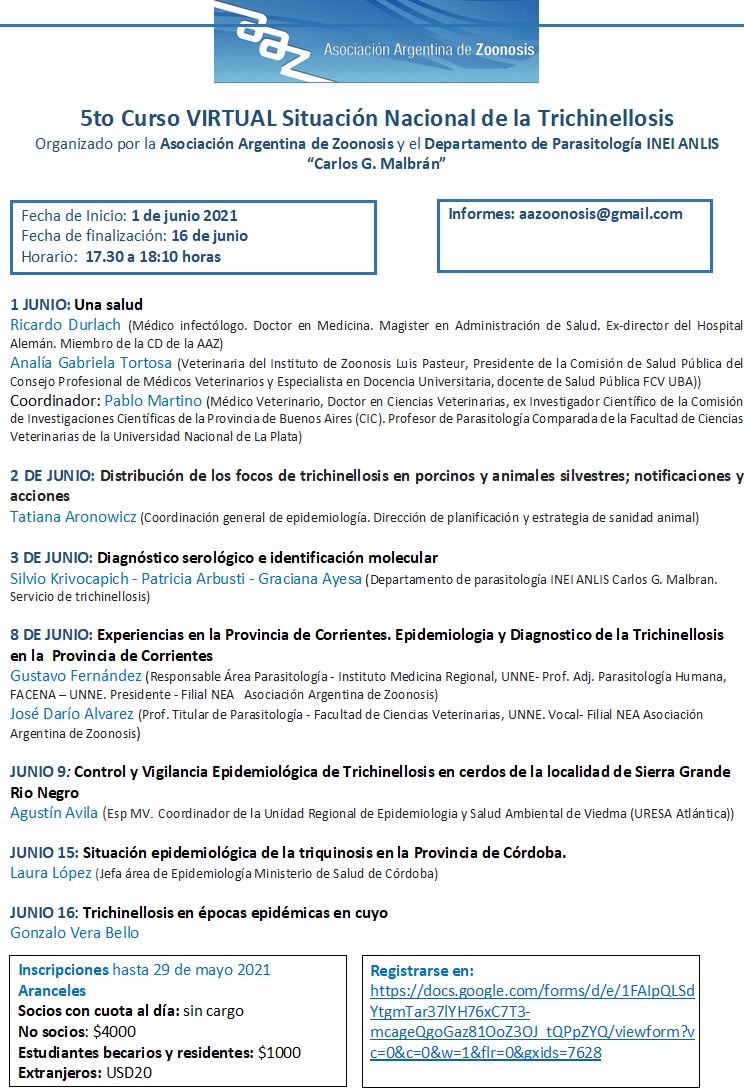 5to Curso VIRTUAL Situación Nacional de la Trichinellosis
