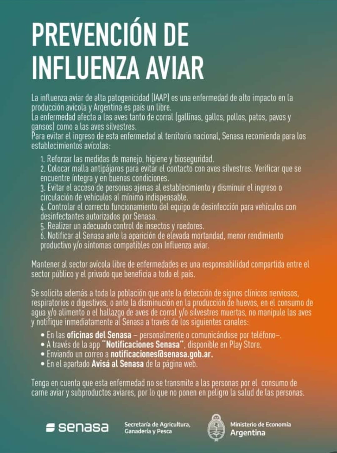 PREVENCIÓN DE INFLUENZA AVIAR