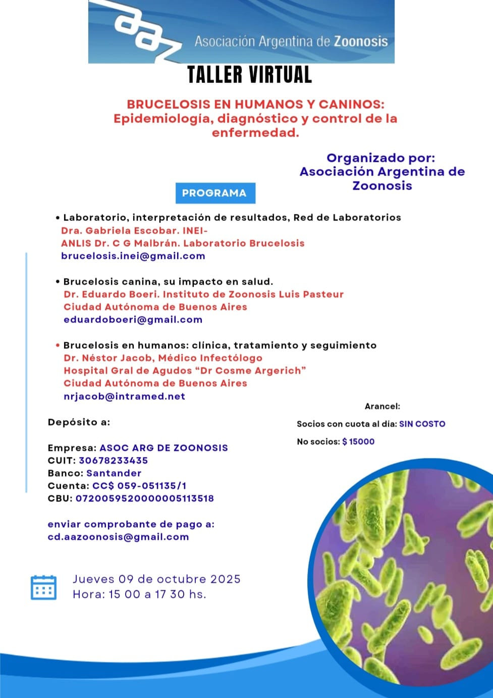 Taller Virtual: Brucelosis en humanos y caninos. 9 de Octubre