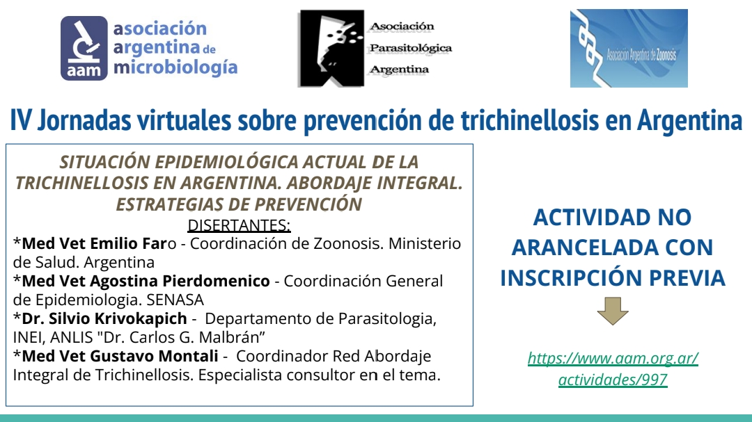 CUARTAS JORNADAS VIRTUALES SOBRE PREVENCIÓN DE TRICHINELLOSIS EN ARGENTINA