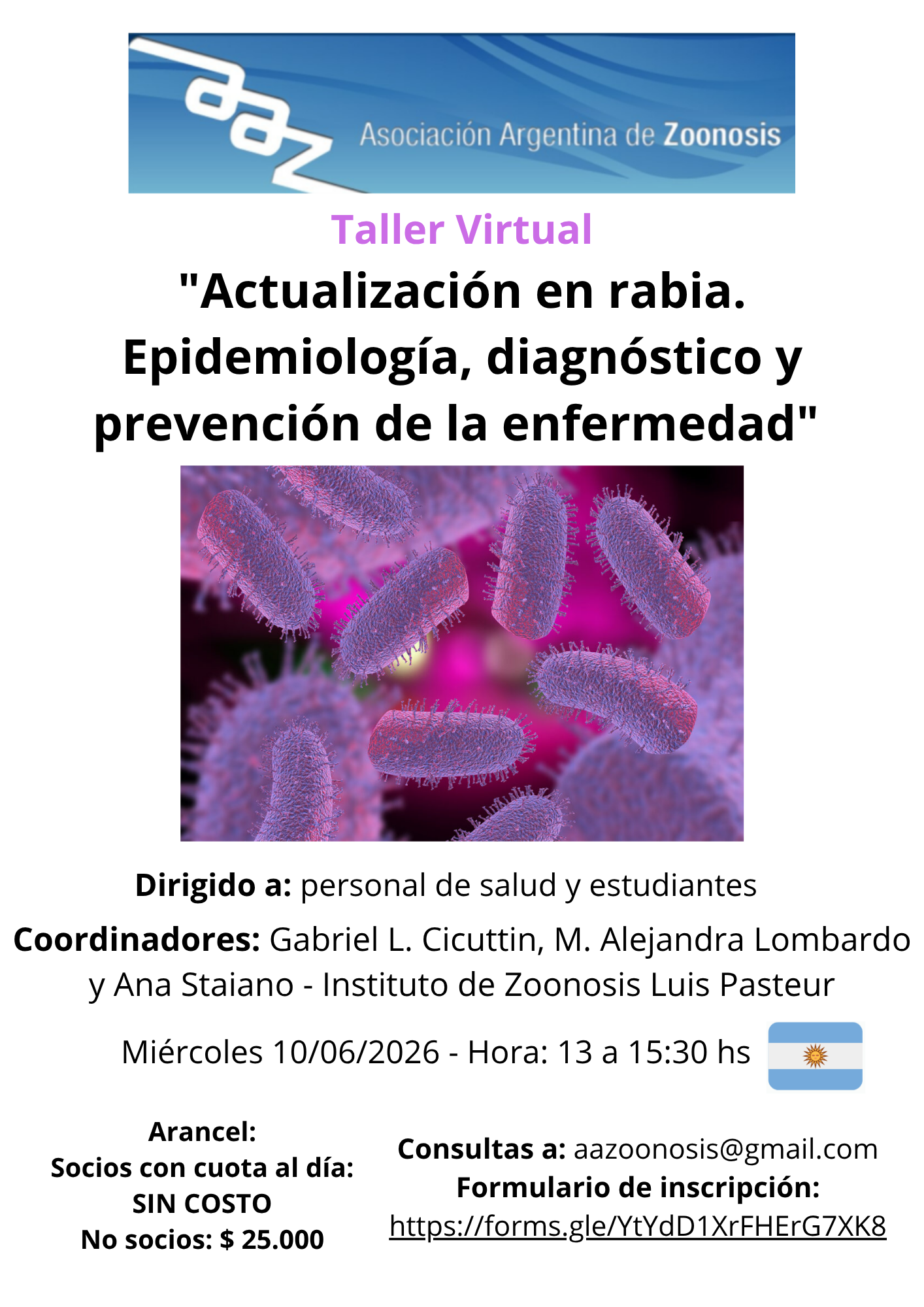 Taller Virtual Actualización en rabia. Epidemiología, diagnóstico y prevención de la enfermedad